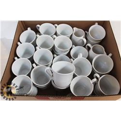 FLAT OF CORBY HALL PORCELAIN COFFEE MUGS
