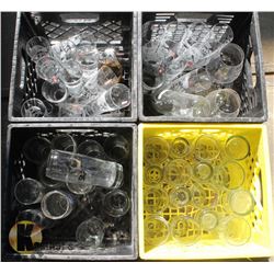 4 MILK CRATES OF ASSORTED BEER/DRINKING GLASSES