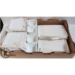 FLAT OF DECORATIVE SQUARE SERVING PLATES & BOWLS