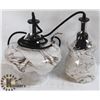 Image 1 : BOX W/ 2 UNUSED GLASS-SHADE PENDANT LIGHTS