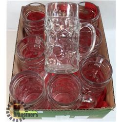 LOT OF 9 OKTOBERFEST-STYLE GLASS BEER MUGS "PLANER
