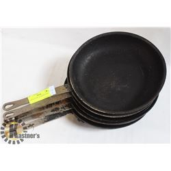STACK OF FIVE 10" FRYING PANS