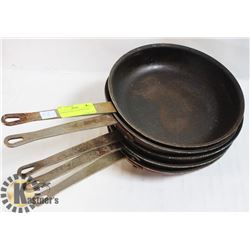 STACK OF FIVE 10" FRYING PANS