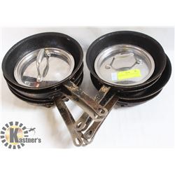 STACK OF EIGHT 6-8" FRYING PANS