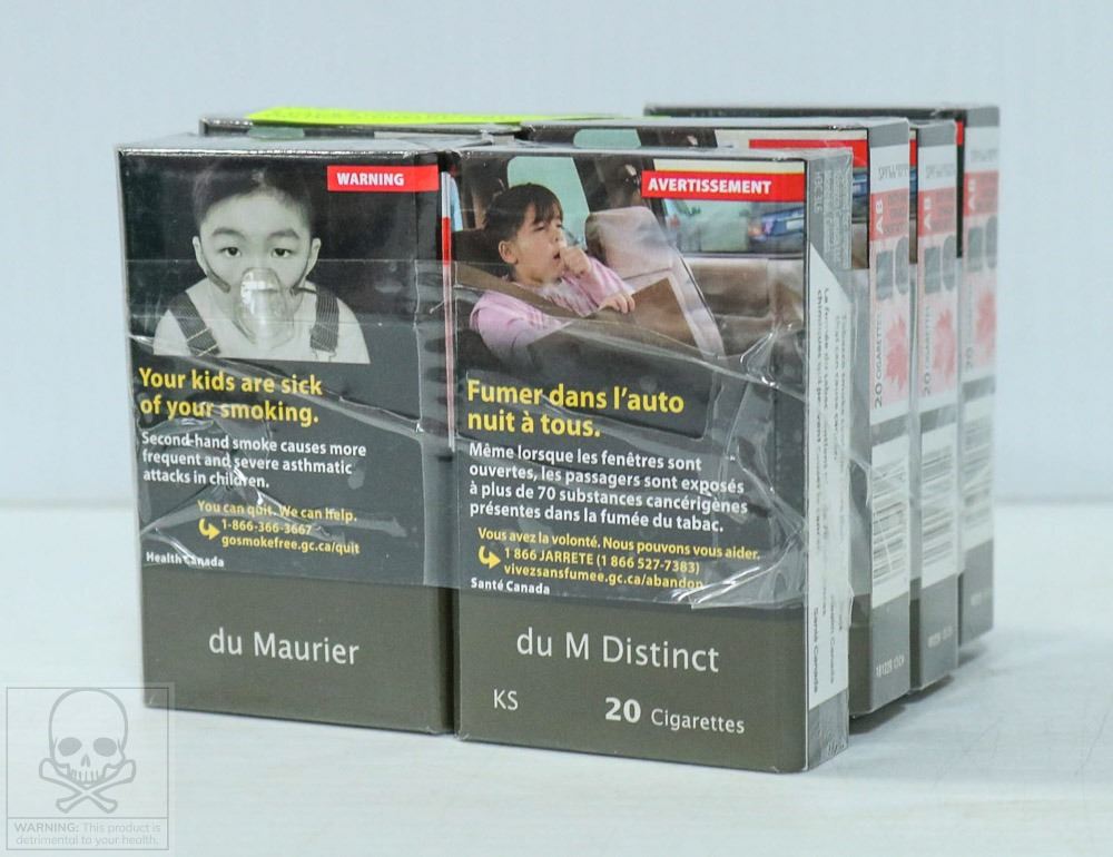8 PACKS OF 20 DU MAURIER DISTINCT CIGARETTES.