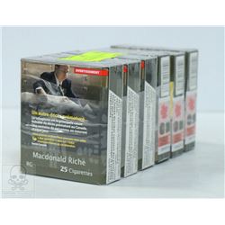 6 PACKS OF 25 MACDONALD RICH CIGARETTES REG SIZE.