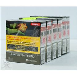 6 PACKS OF 25 CANADIAN CLASSIC RICH CIGARETTES .