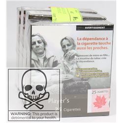 4 PACKS OF 25 PLAYERS CIGARETTES REG SIZE.