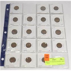 SHEET OF CANADIAN PENNIES 1940'S + 1950'S
