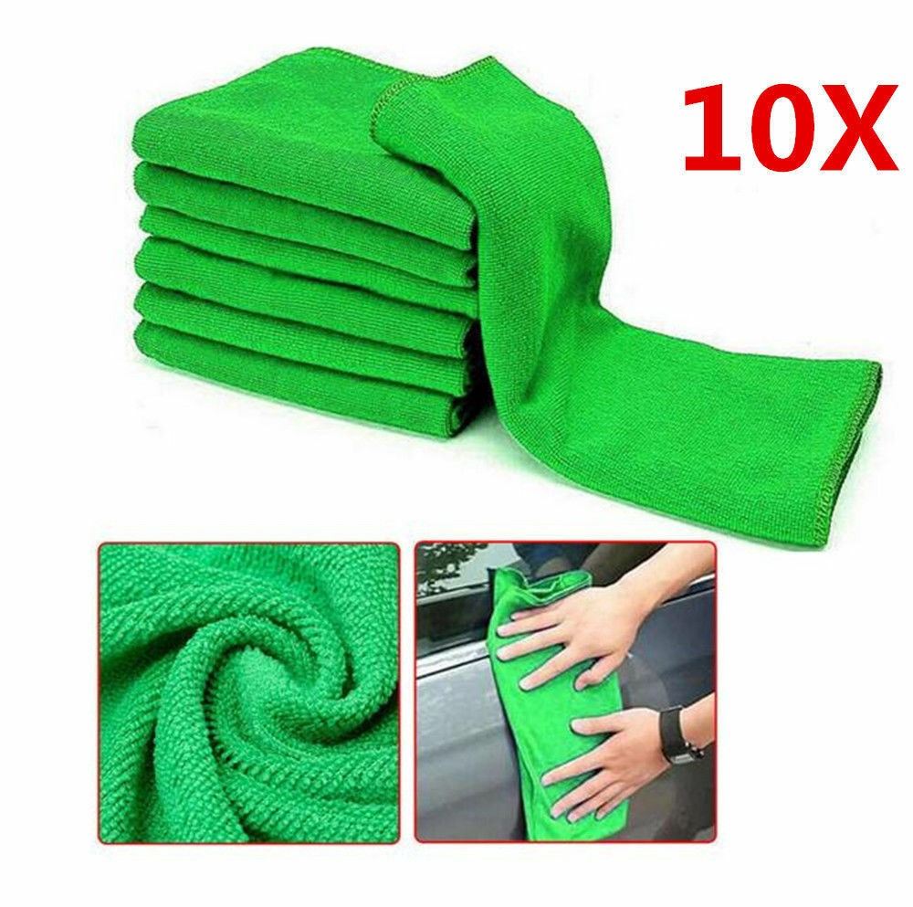 Green Window Rags PACK OF 10 NEW GREEN MICROFIBER RAGS
