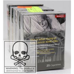 5 PACKS OF 25 LD BOLD CIGARETTES KING SIZE.
