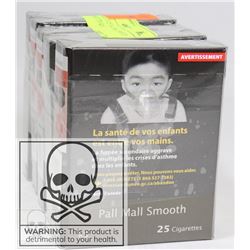 5 PACKS OF 25 PALL MALL SMOOTG CIGARETTES KING.
