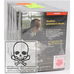 5 PACKS OF 25 JOHN PLAYER RICH CIGARETTES. KING.