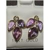 Image 1 : 12) 18K YELLOW GOLD PAIR OF PINK SAPPHIRE &