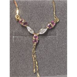 58) 14K YELLOW GOLD RUBY & DIAMOND NECKLACE