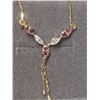 Image 2 : 58) 14K YELLOW GOLD RUBY & DIAMOND NECKLACE