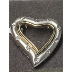 57) 14K WHITE AND YELLOW GOLD DIAMOND SET HEART