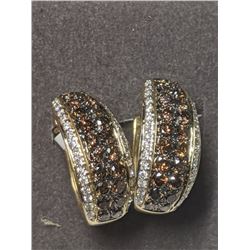 56) 14K YELLOW GOLD PAIR OF COLOURED DIAMOND