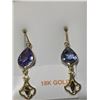 Image 1 : 55) 18K YELLOW GOLD PAIR OF TANZANITE DROP