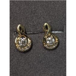 54) 10K YELLOW GOLD PAIR OF DIAMOND EARRINGS