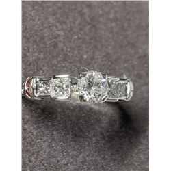 29) 14K WHITE GOLD FANCY CUT DIAMOND RING