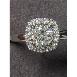 32) 14K WHITE GOLD DIAMOND RING SIZE 7