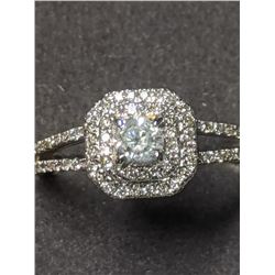 34) 14K WHITE & YELLOW GOLD DIAMOND RING SIZE 7