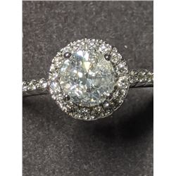 37) 14K WHITE GOLD DIAMOND RING SIZE 7.5, ROUND
