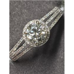 51) 14K WHITE GOLD DIAMOND RING, SIZE 7, ROUND