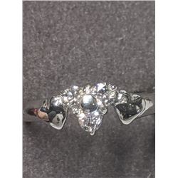 47) 10K WHITE GOLD DIAMOND RING SIZE 6, SET WITH