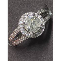 46) 14K WHITE GOLD DIAMOND RING SIZE 7