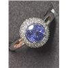 Image 1 : 45) 14K WHITE GOLD TANZANITE & DIAMOND RING SIZE 7