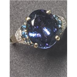 44) 14K YELLOW GOLD TANZANITE, BLUE TOPAZ &