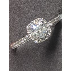 43) 14K WHITE GOLD DIAMOND RING, SIZE 7, ROUND