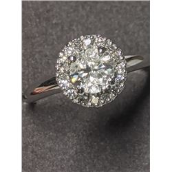 41) 14K WHITE GOLD DIAMOND RING SIZE 5