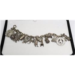 VINTAGE STERLING SILVER CHARM BRACELET LOADED