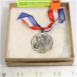 1929 FIELD DAY STERLING SILVER MEDAL