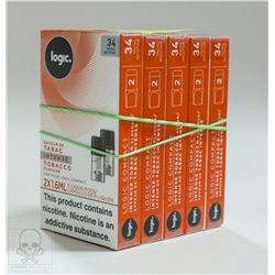 5 PACKS LOGIC 34MG NICOTINE E LIQUID PODS. INTENSE