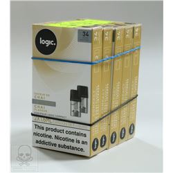 5 PACKS LOGIC 34MG NICOTINE E LIQUID PODS. INTENSE