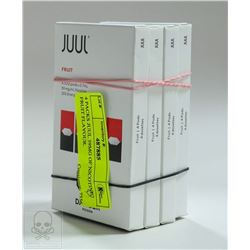 4 PACKS JUUL 59MG OF NICOTINE FRUIT FLAVOUR.