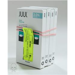 4 PACKS JUUL 35MG OF NICOTINE MINT FLAVOUR.