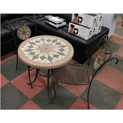 PATIO / BISTRO SET TABLE AND TWO CHAIRS  TAN