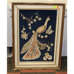 VINTAGE SHADOW BOX STYLE FRAMED SEASHELL,