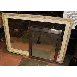 PAIR OF FRAMED MIRRORS, 30 X 43 & 19 X 24