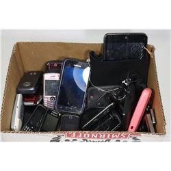 BOX OF CELL PHONES AND IPODS AND