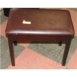 SOLID DARK WOOD PIANO BENCH WITH