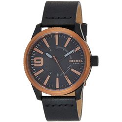 NEW DIESEL BLACK DIAL/BLK LEATHER BAND MSRP $225