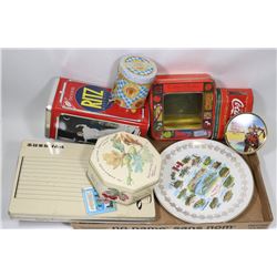LOT OF VINTAGE TINS INC COCACOLA AND MORE