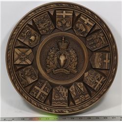 1960'S SOLID WOOD CARVED R.C.M.P. CREST WALL SIGN