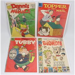 LOT OF FOUR 10 CENT COMICS BLONDIE DENNIS AND MORE